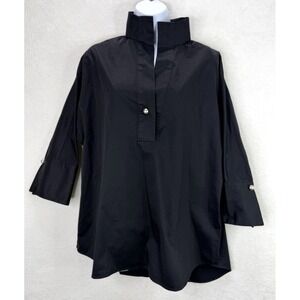 Tuckernuck Women's Willow Blouse in Black Pearl Look Buttons Size Small